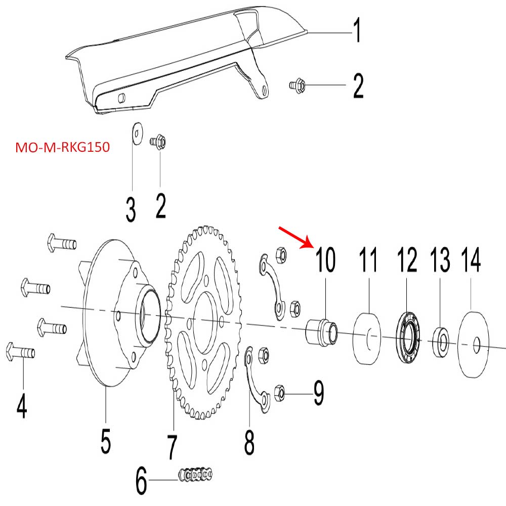 Funda del eje de rueda trasera (TNT135 / RKG150 / TNT150 / TNT25 / LEONCINO250 / TRK251)