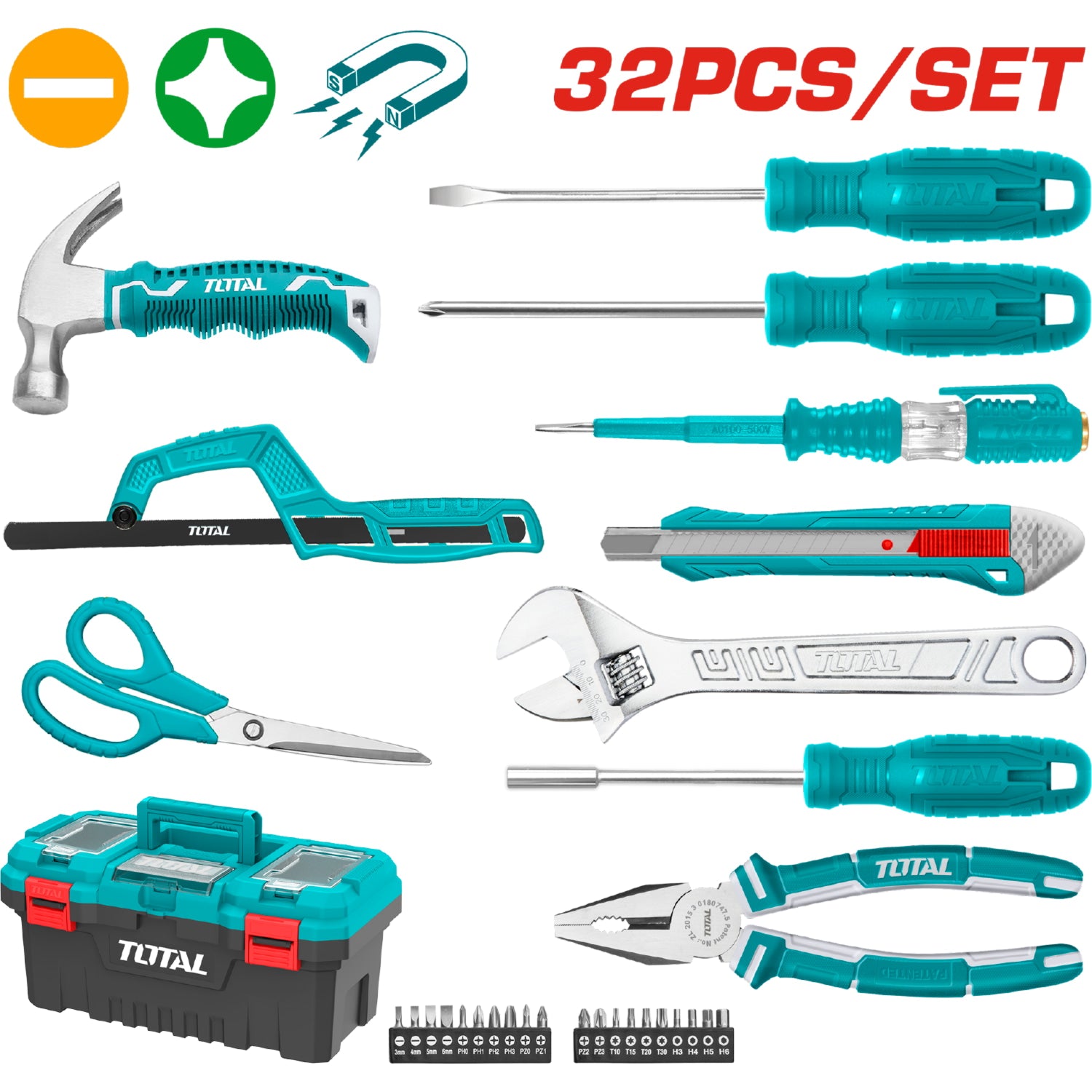 Juego De Herramientas en caja TOTAL (32 Piezas).