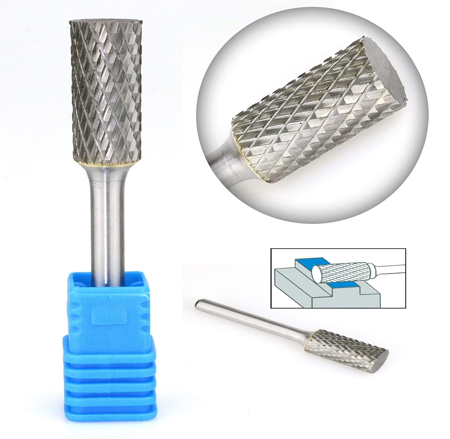 Fresa lima rotativa de carburo de tungsteno cilindrica vastago 6mm. Para MotorTool.