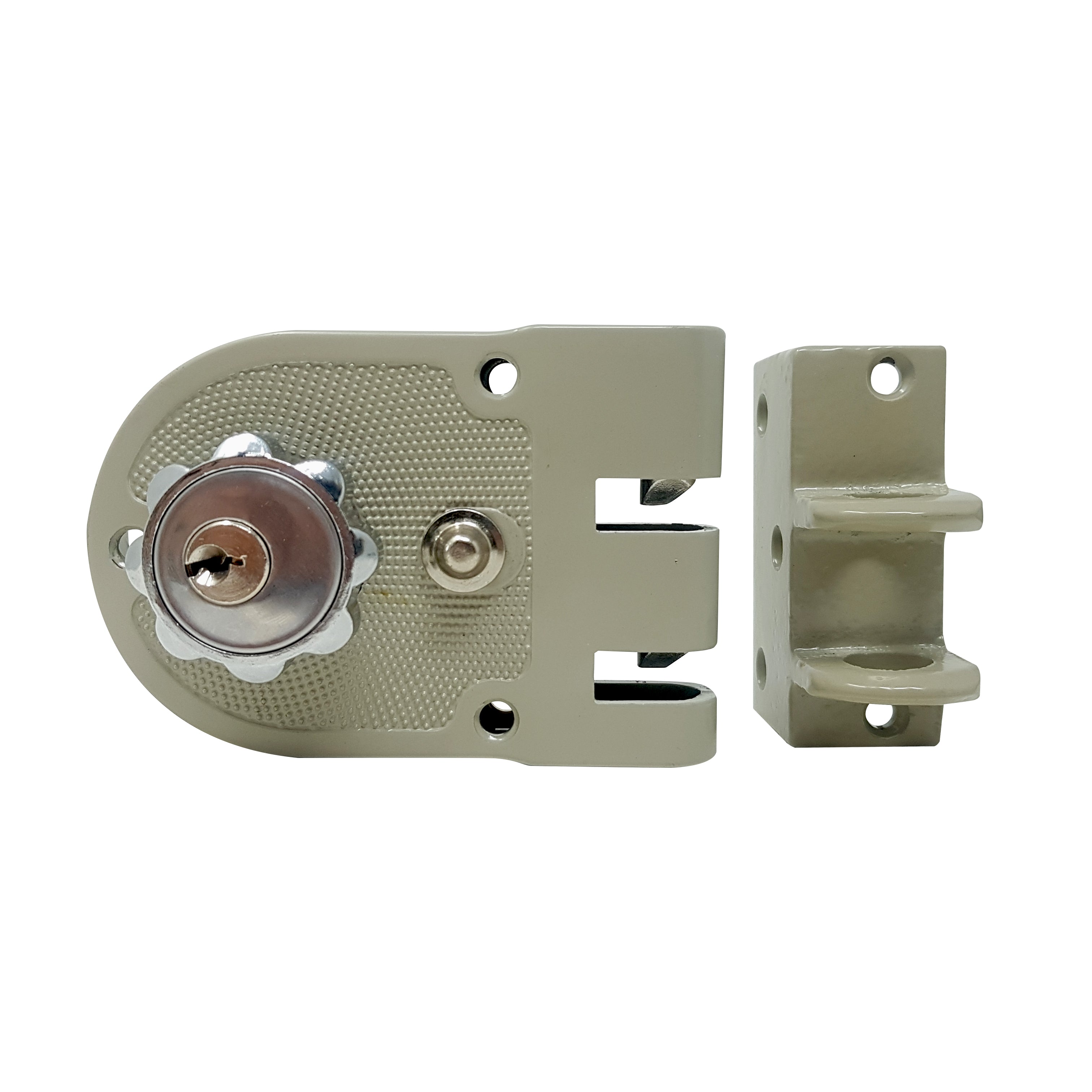 Cerradura de sobreponer garra tigre puerta metalica para lado derecho. No Soldable.