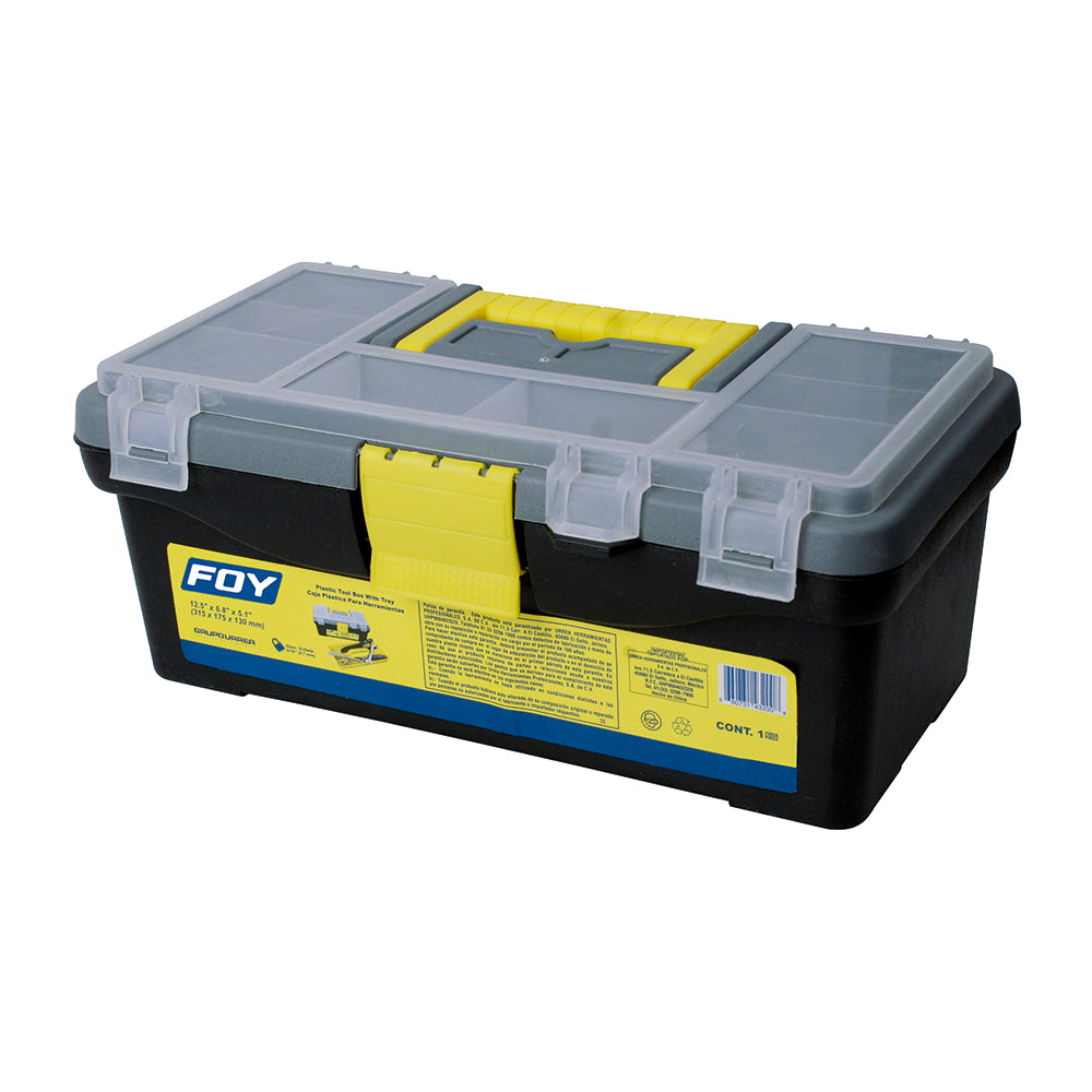 Caja porta herramientas plástica con organizadora 12.5" Foy