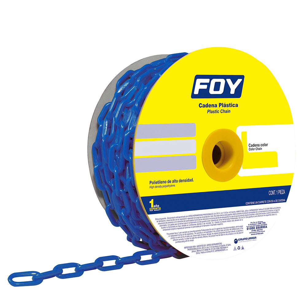 Cadena plástica 6mm 1/4" 25m color azul Foy