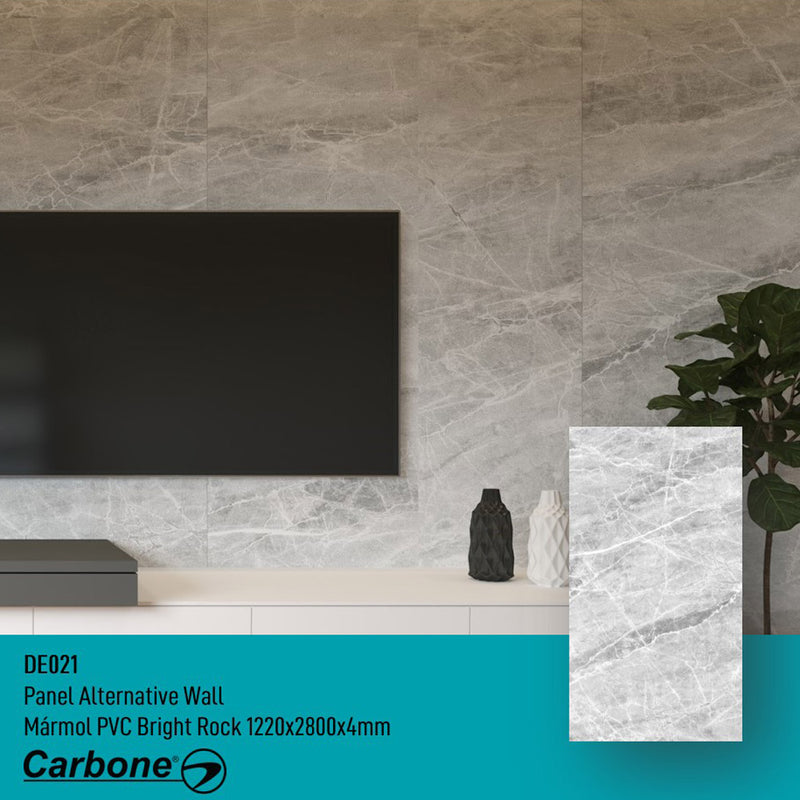 Panel Decorativo Mármol PVC  1.22 m x 2.80 m x 4 mm. Acabado: Bright Rock