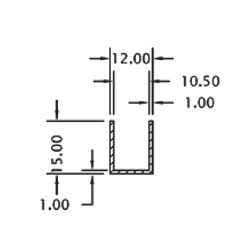 S3 Uchanel inox 10 mm glass. 3 mts largo.T-304. acabado satinado