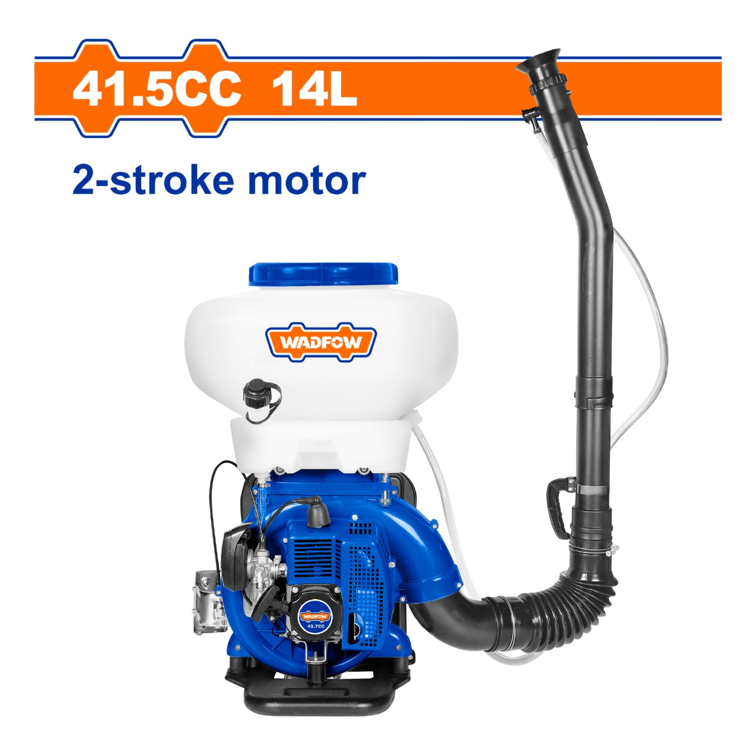 Fumigadora de espalda motorizada. 2 Tiempos de 41.5cc (2.13KW). Capacidad de 14L Rociador Portátil.