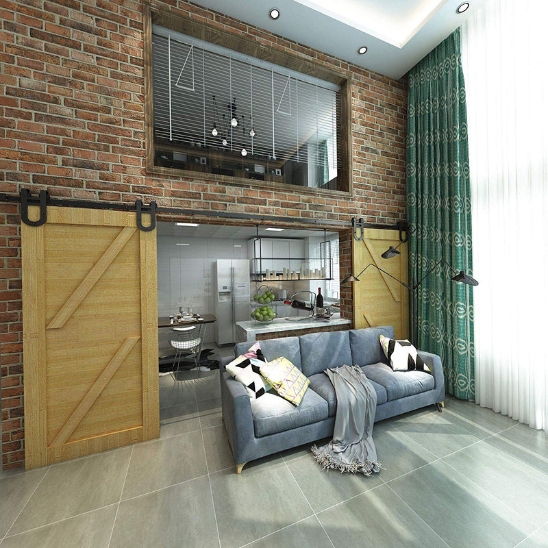 Kit de herrajes para puertas corredizas de madera montaje lateral en forma de U ( herradura )