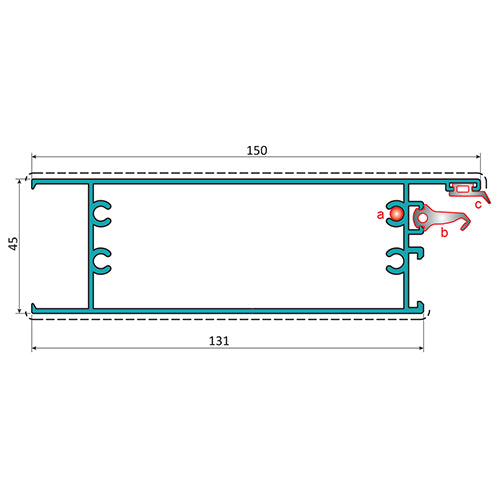 Zocalo Inferior Puerta. Espesor 1.6 mm. Largo 5.85 mts. Acabado Anodizado Silver 15 Micron.