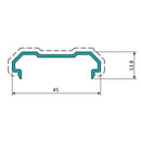 Tapa Final Sin Felpa Marco 45 mm. Espesor 1.4 mm. Largo 5.85 mts. Acabado Anodizado Negro 15 Micron.
