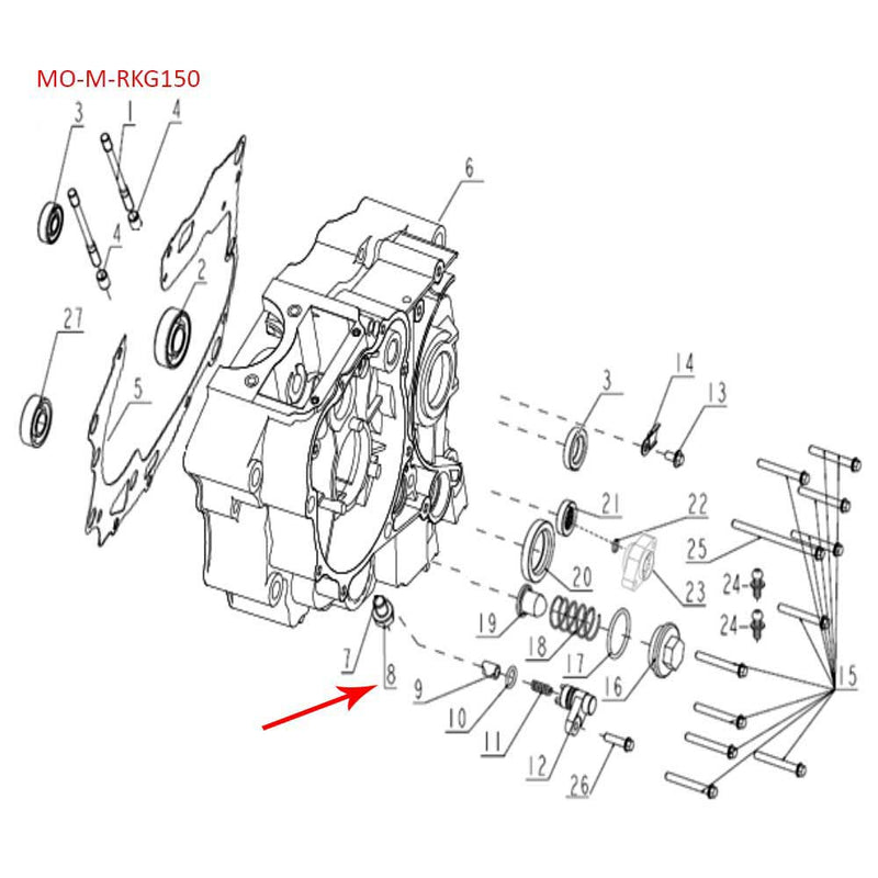 Tapon de drenaje de aceite (RGK150 / TNT150 / TX200 / TNT25 / TRK251 / LEONCINO250 / ZAFFERANO250)
