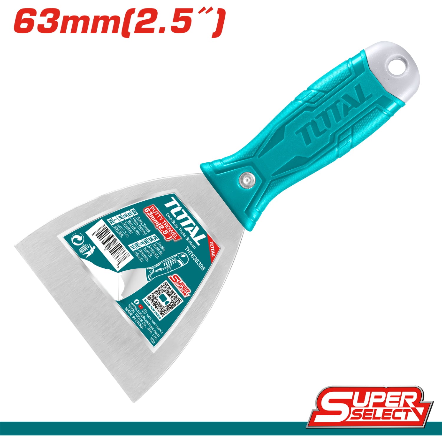 Espátula de 63mm (2.5”). Acero al Carbono con tratamiento térmico, pulido.