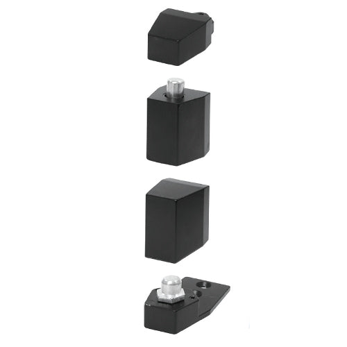 Juego de pivotes estandar decentrado para puertas de aluminio  Acabado Negro.