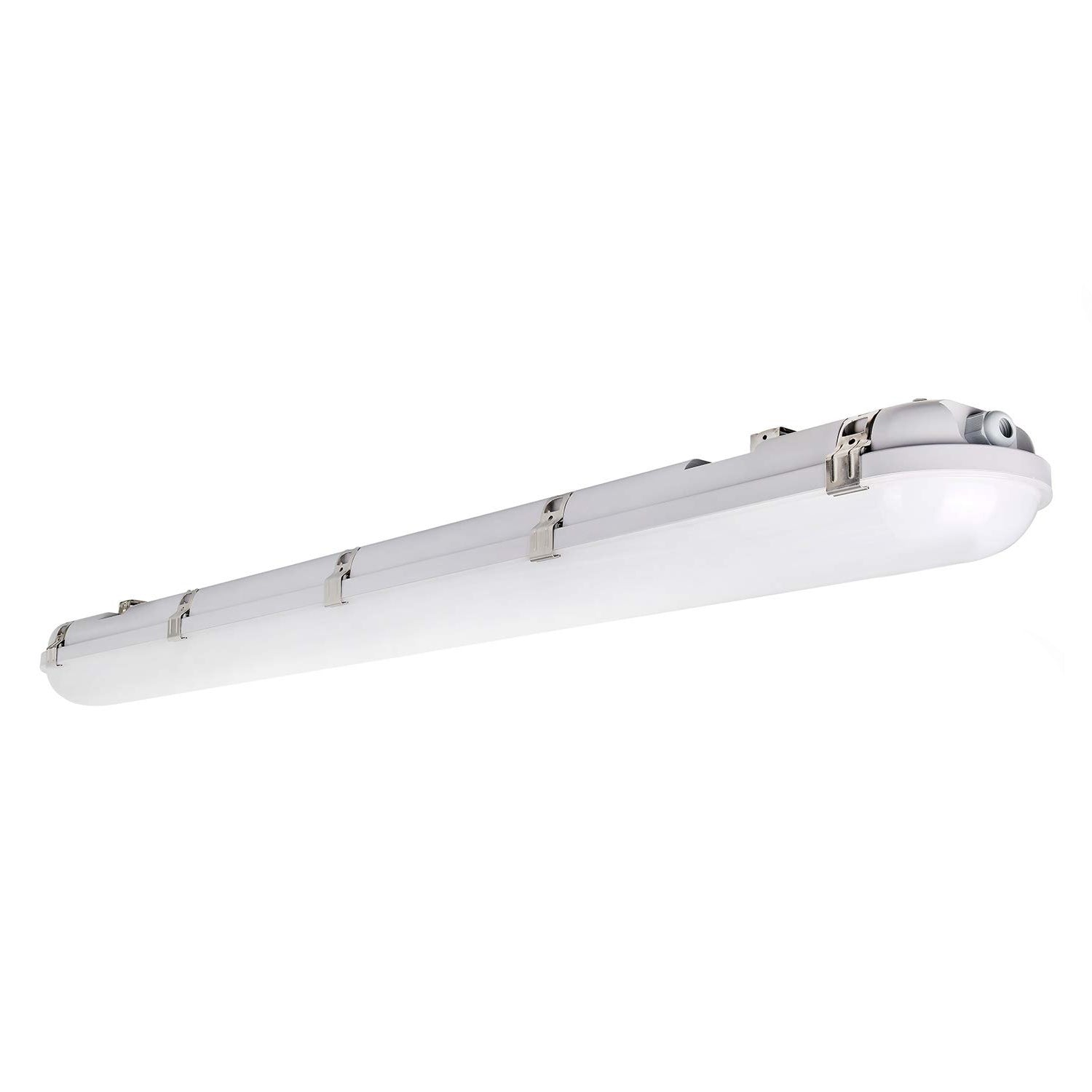Lampara lineal colgante Rectangular Industrial IP65. 60 Watt. 120Volt. 60Hz. Luz Blanca LED (6400K) 6000 Lumens. anti agua para bodegas