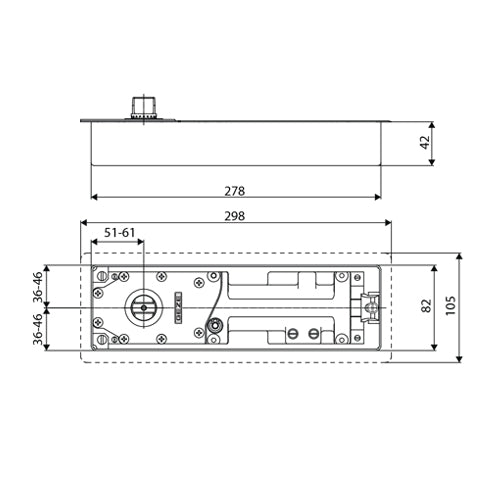 Cierra puertas hidráulico para pisos 150Kg