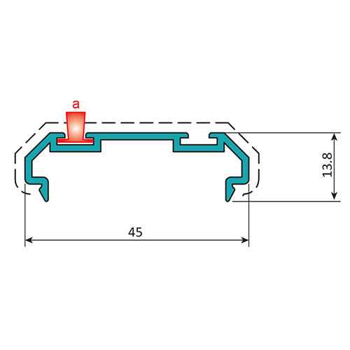Tapa Final Con Felpa Marco 45 mm. Espesor 1.4 mm. Largo 5.85 mts. Acabado Anodizado Bronze 15 Micron