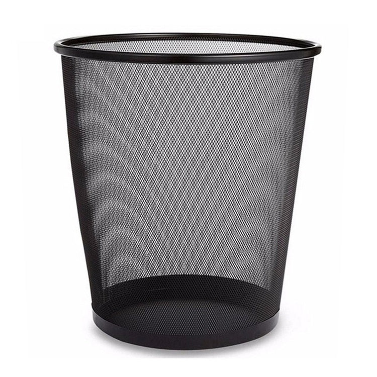 Papelera de malla metálica, color negro