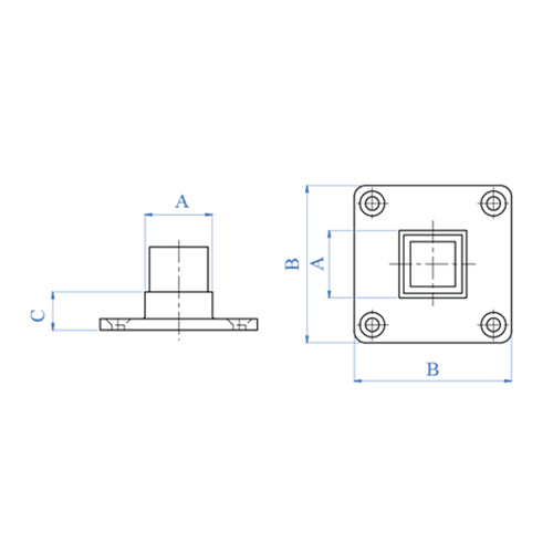 Flange cuadrada sin soldadura 40x40mm.