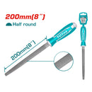 Lima media caña para acero. Largo 200mm. Acero T12.