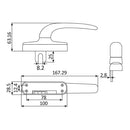 Manilla operador multipunto CM75. Cuadrillo de 7x7 mm. Funciona izquierda/derecha. Acabado color bla