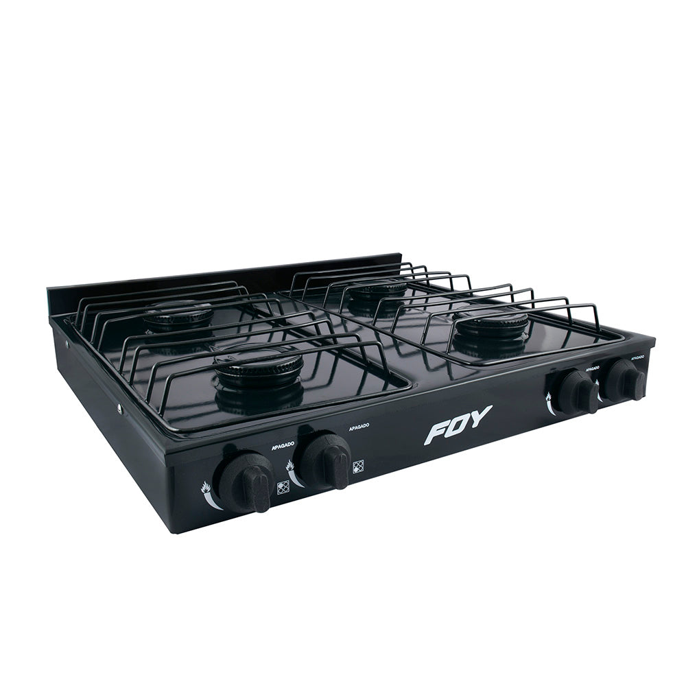 Estufa gas 4 quemadores negro Foy