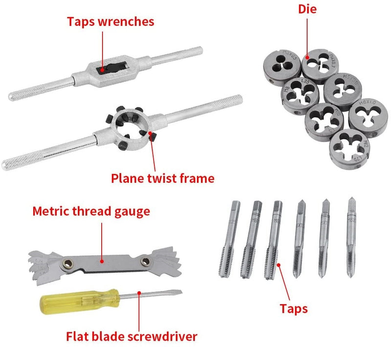 Machos y terrajas para roscar roscas 32pcs M3-M12 Juego de roscado