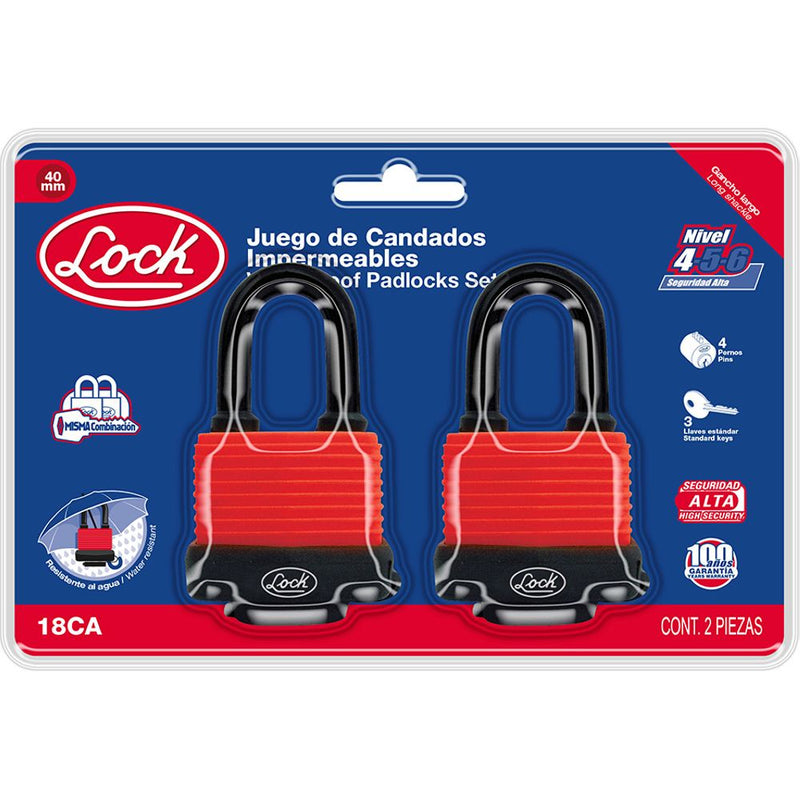 Jgo 2 candado imperm cort 40mm Lock