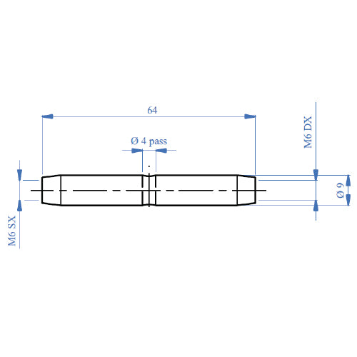 Tensor y union para cable de 5 mm. Rosca en ambos extremos derecha e izquierda.