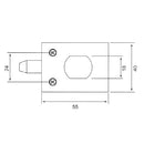Cerradura sin llaves (pasador) p/puertas sencillas. No req perforacion en vidrio 8 a 12 mm. Satinada