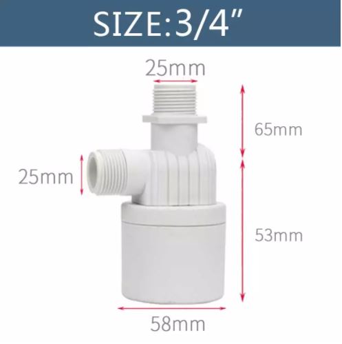 Válvula automática de control de nivel de agua de 3/4"