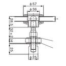 Perno de araña grande Diam. 57 mm. Perforacion en vidrio de 37 mm. BRILLANTE 304