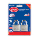 Candado acero corto llave estándar 2 pzs cromo satinado Lock