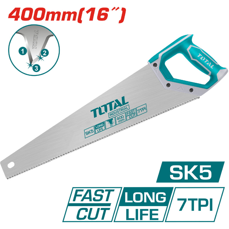 Serrucho de Mano de 16 "/ 400 mm SK57TPI, dientes triples de precisión de tratamiento térmico.