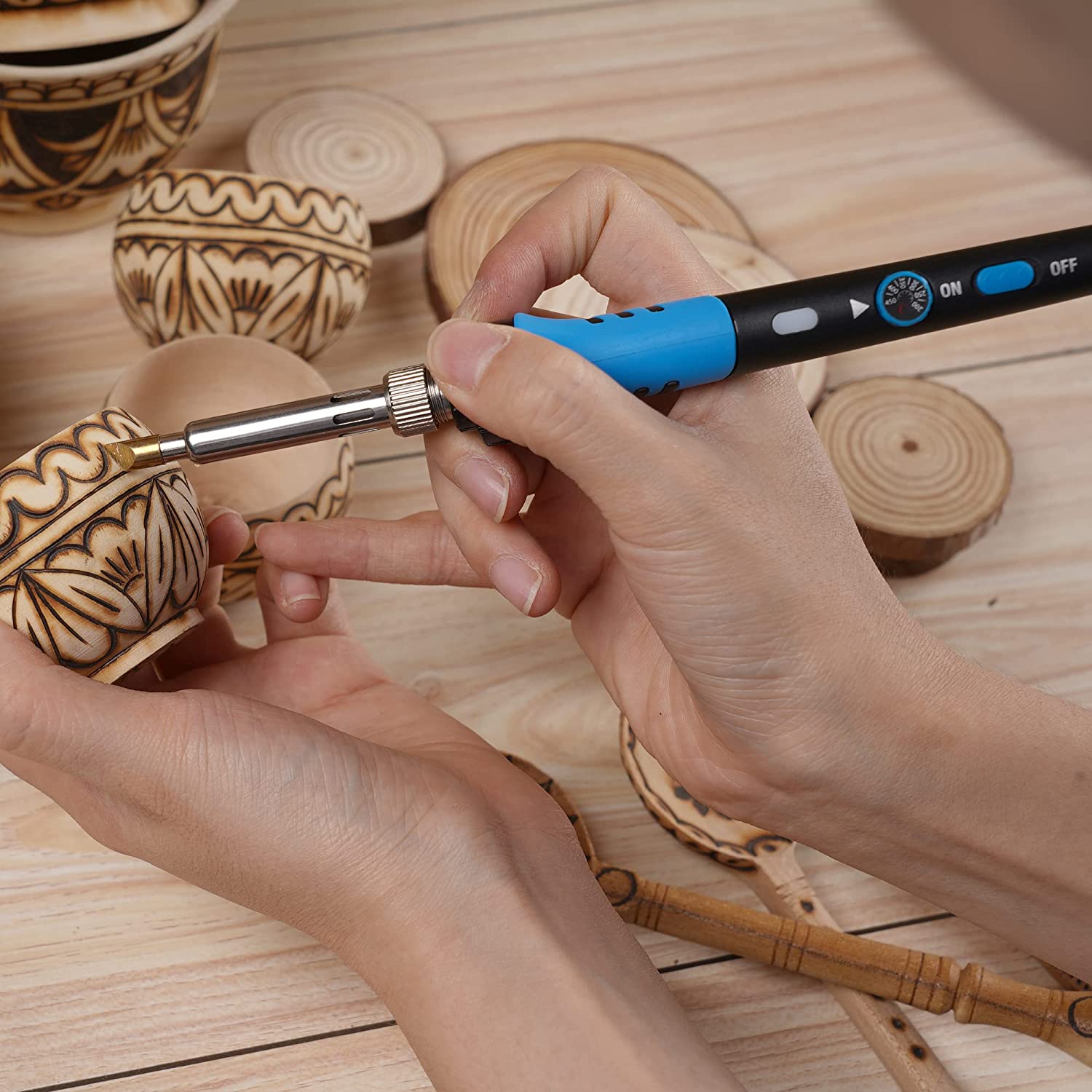 Pirografo profesional para grabar, tallar y soldar sobre madera.