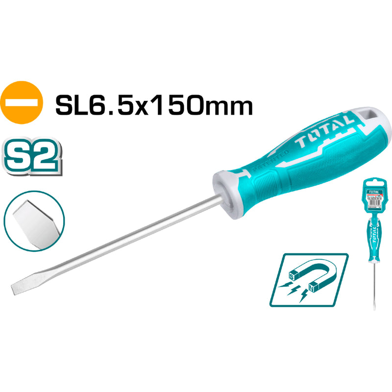 Destornillador de paleta. SL 6.5mm. Diametro: 6mm Largo 150mm.