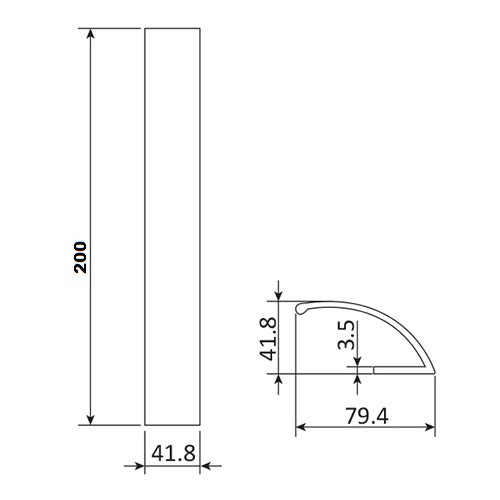 Tirador de concha. Aluminio Extruido. Acabado color Silver.