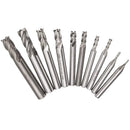 Fresas punta cuadrada rectificadoras de acero de alta velocidad HSS 4, de vástago recto. (Set de 10 pcs)