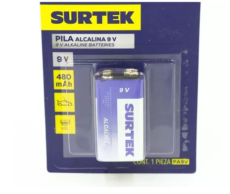 Pila Alcalina de 9 volts Surtek 9V
