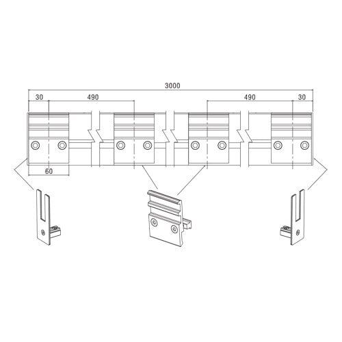 Zocalo 80mmx3mt acero inox Cover Acero inox.sist bloque No req. saque Incl. 2 tapas P/8-10-12mm Sati