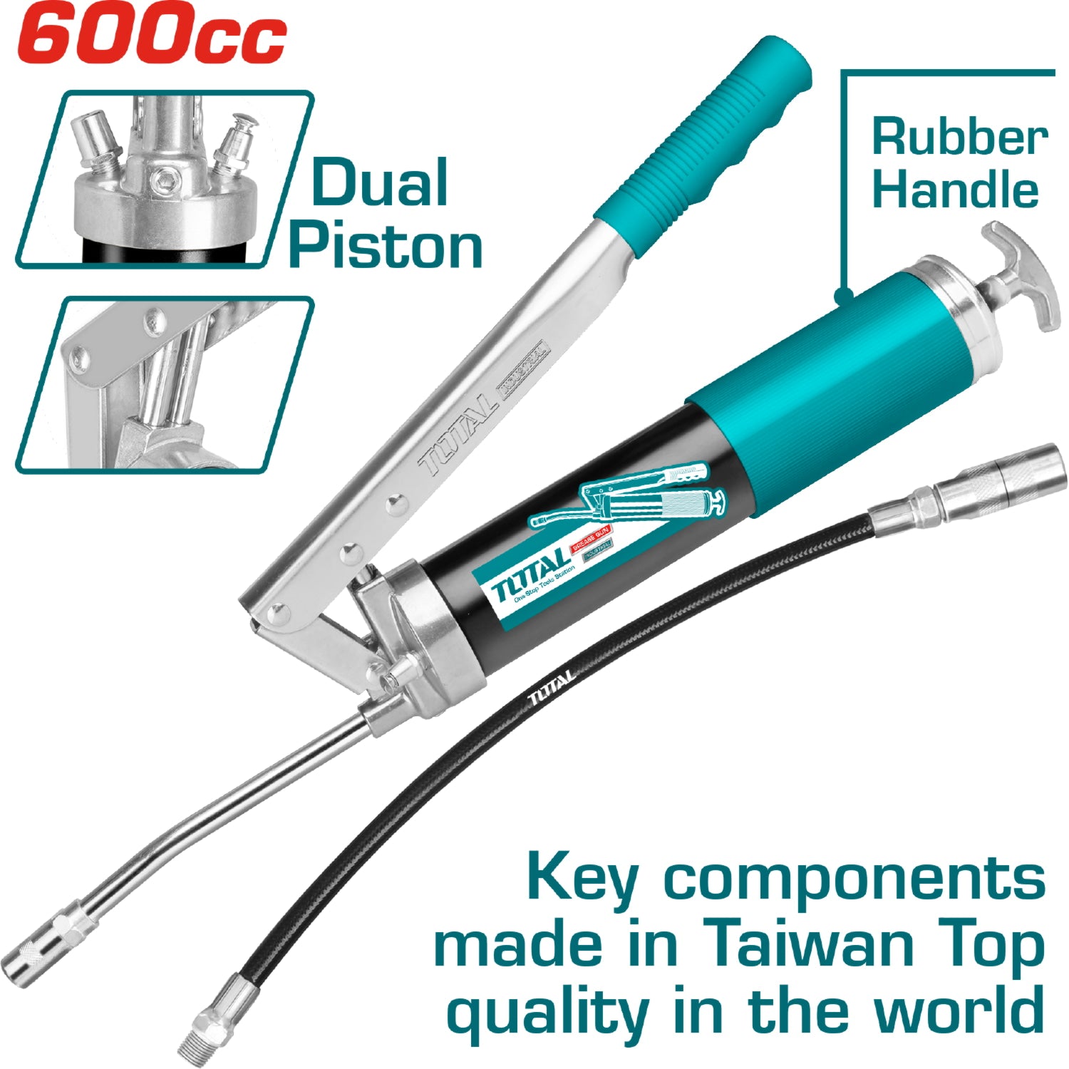 Pistola de grasa de servicio pesado, Capacidad:600CC / 21 Oz