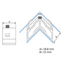 Escuadra de teton fijo de 18.8x11mm para hoja de serie perimetral de 60 mm.