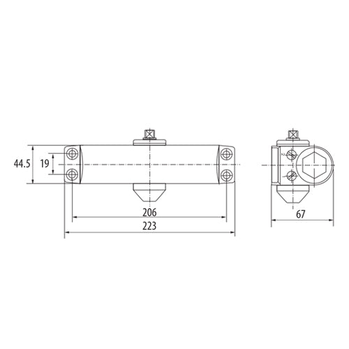 Cierrapuertas para 75 a 90 cm (65kg).Fuerza  EN2 o EN3  según posicion del cuerpo. Color Negro