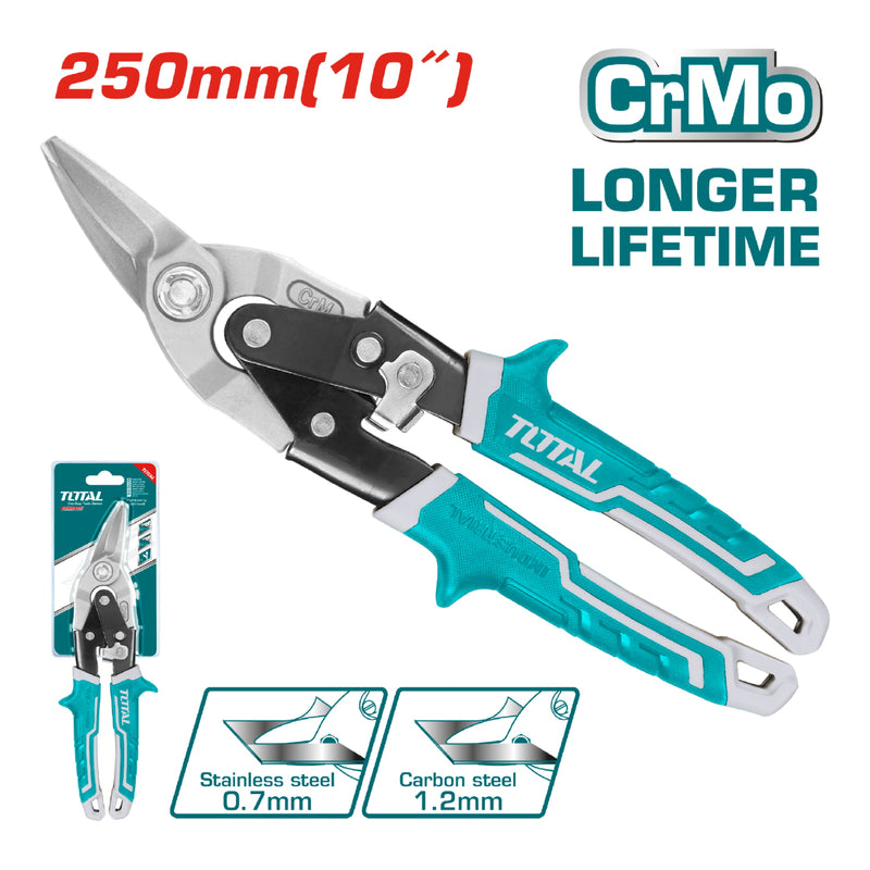 Tijera de Aviacion de 250 mm (10") Izquierda. CrMo. Espesor máx 1.2 mm