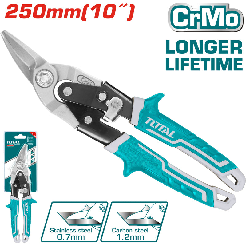 Tijera de Aviacion de 250 mm (10") Izquierda. CrMo. Espesor máx 1.2 mm