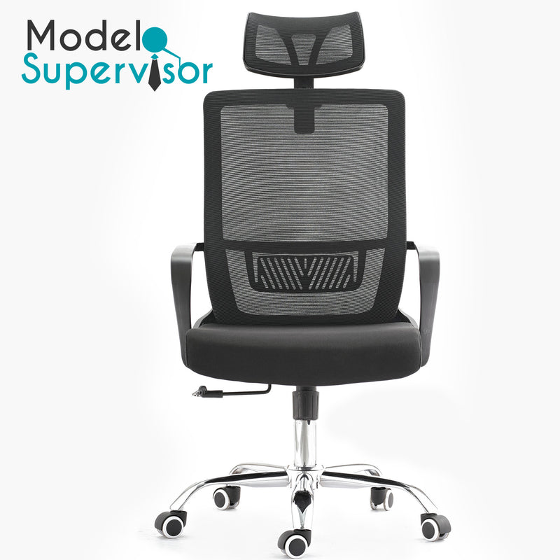 Silla ejecutiva de oficina Mesh Alta con Posa cabezas. Modelo Supervisor