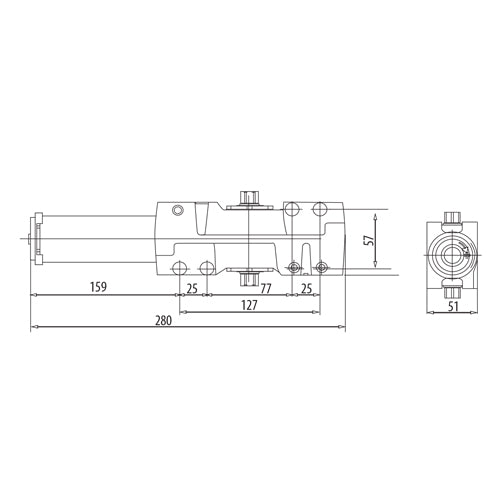 Cierrapuertas para 65a140cm(15~150kg).Fuerza EN1~EN6 variable con valv.Funcion back check(12años)