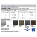 Marco Fijo Ventana 105 mm. Espesor 1.4 mm. Largo 5.85 mts. Acabado Lacado Blanco.