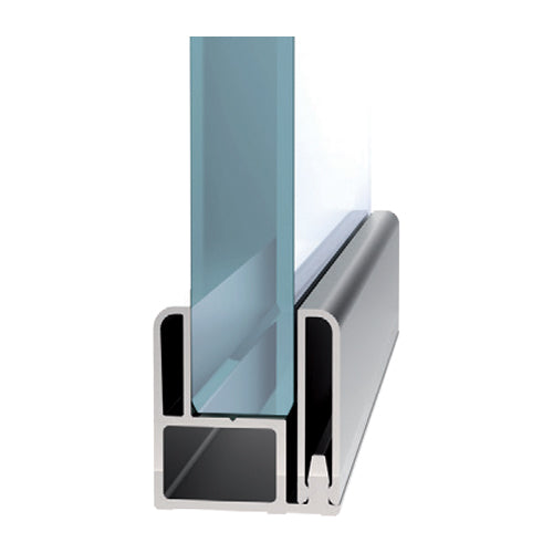 U-Channel Desmontable  Vidrio de 10 - 12 mm de Aluminio. Largo de 3 m. Acabado Brillante