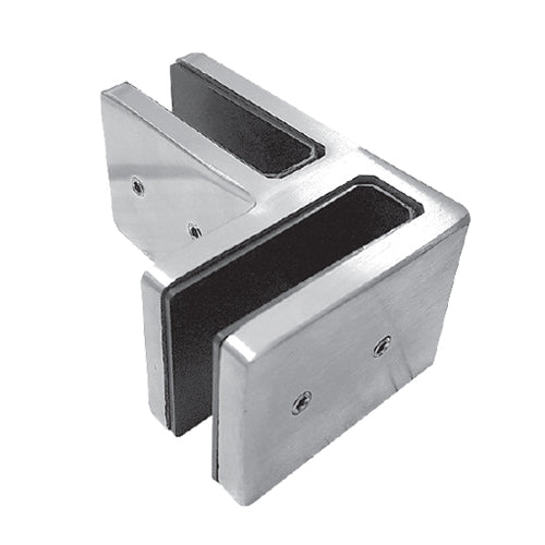 Clip vidrio 90 sin perforacion. 8-12.76 mm. 40 mm de alto. Satinado.