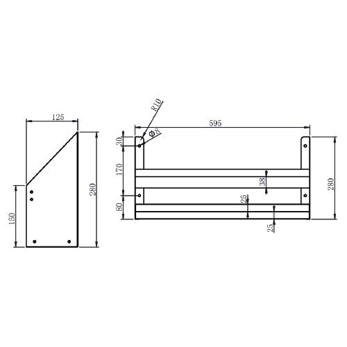 Double speed rail. 60cm x 25 cm x 28cm