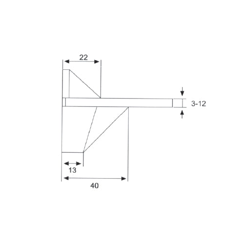Soporte de repisas de vidrio tipo cuadrado chico. P/vidrios de 3-12 mm. Satinado (se vende en pares)