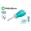 Destornillador corto de estrella. PH2. Diametro: 6mm Largo 38mm.